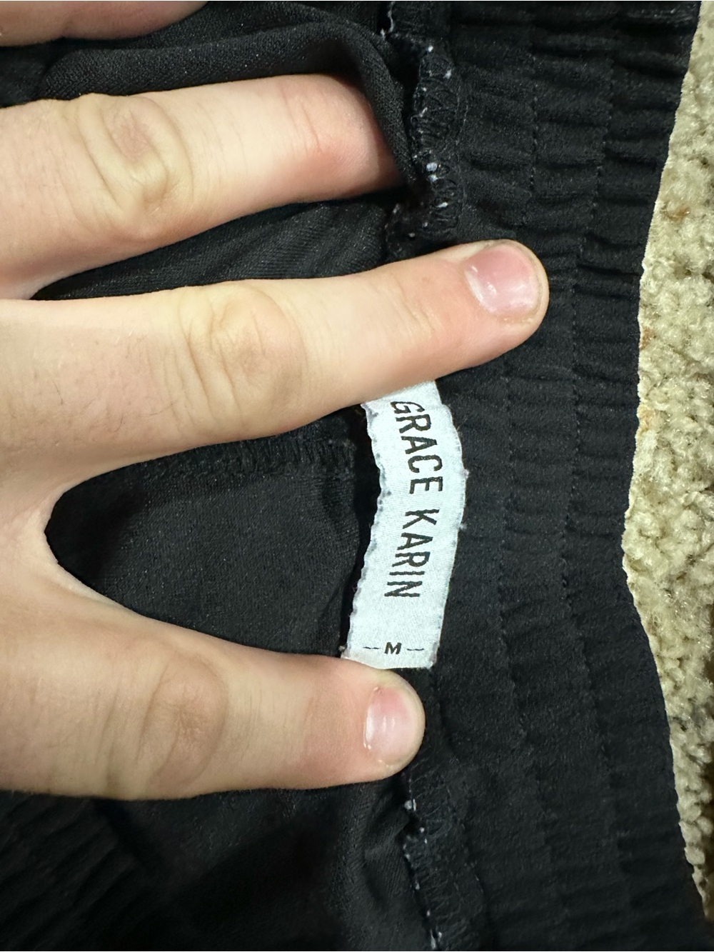 Grace Karin Black Tie Waist Jogger Pants Size Medium - Picture 4 of 5